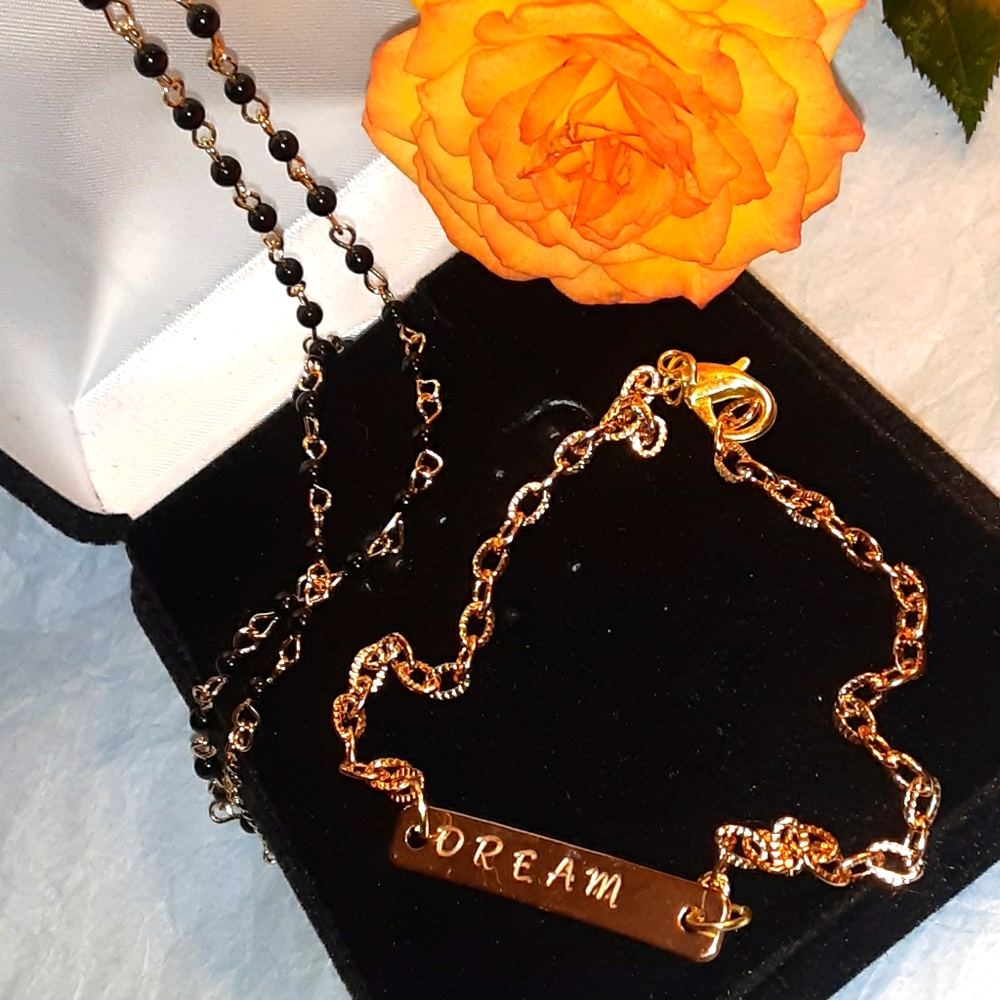 🧡NWT Necklace & Hand Stamped Bracelet 3 for $30❤